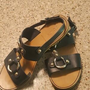 J. Crew Black Leather Sandals. 8. EUC. Made in Italy.
